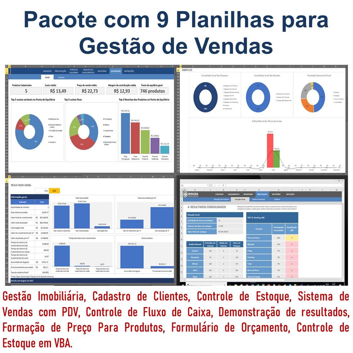 Pacote Com 9 Planilhas Para Gestão De Vendas