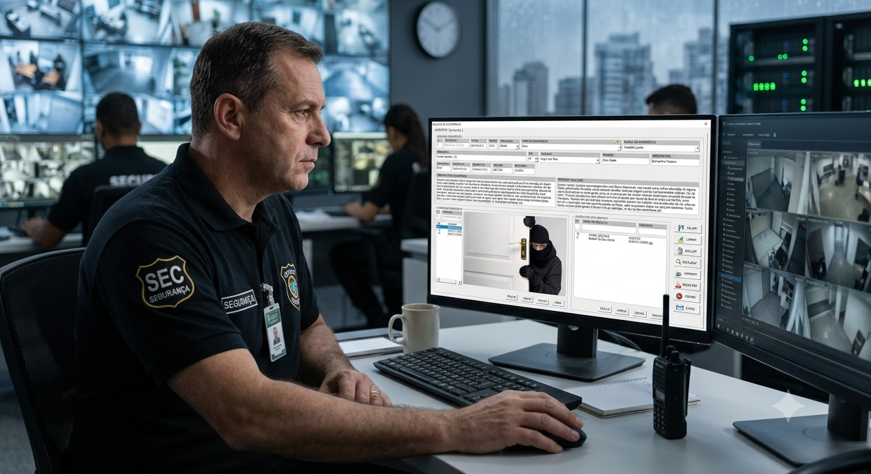 Agente de segurança fazendo Controle de Ocorrências de Forma Eficiente e Prática