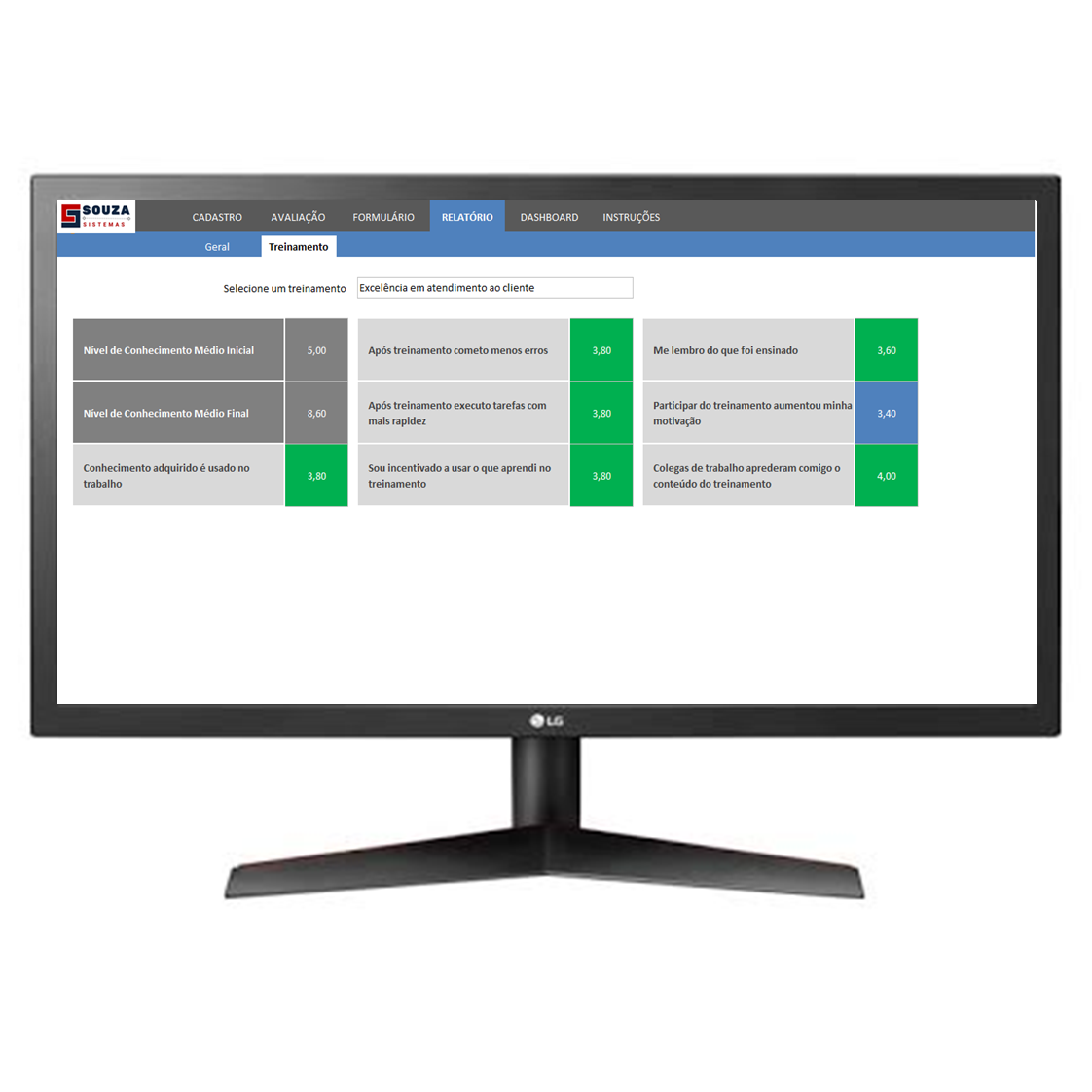 Planilha de Avaliação de Treinamento em Excel com Relatório A4 - Imagem 9