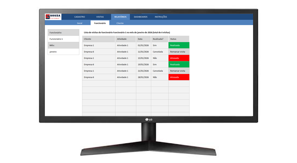 Planilha de Controle de Visitas a Clientes Excel | SOUZA Sistemas - Imagem 7
