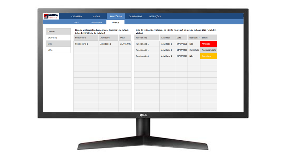 Planilha de Controle de Visitas a Clientes Excel | SOUZA Sistemas - Imagem 8