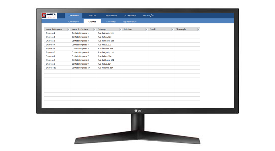Planilha de Controle de Visitas a Clientes Excel | SOUZA Sistemas - Imagem 10